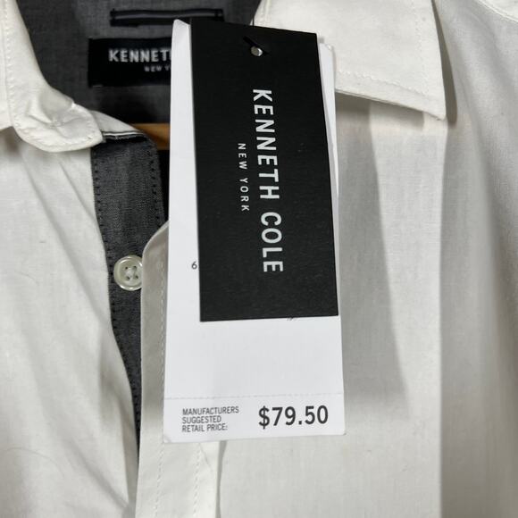 NEW! Kenneth Cole Button Up Dress Shirt Long Sleeve Tuxedo Stripe - M - Picture 3 of 6